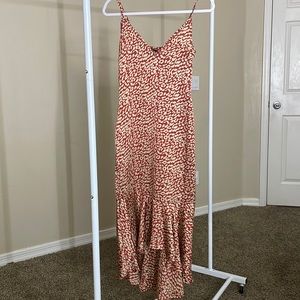 Elegant, red, leopard, print, Midi Dress